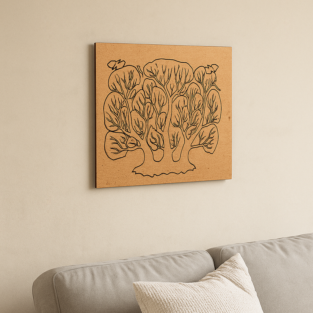 Traditional DIY MDF Painting Base with Artistic Tree Design side angle 