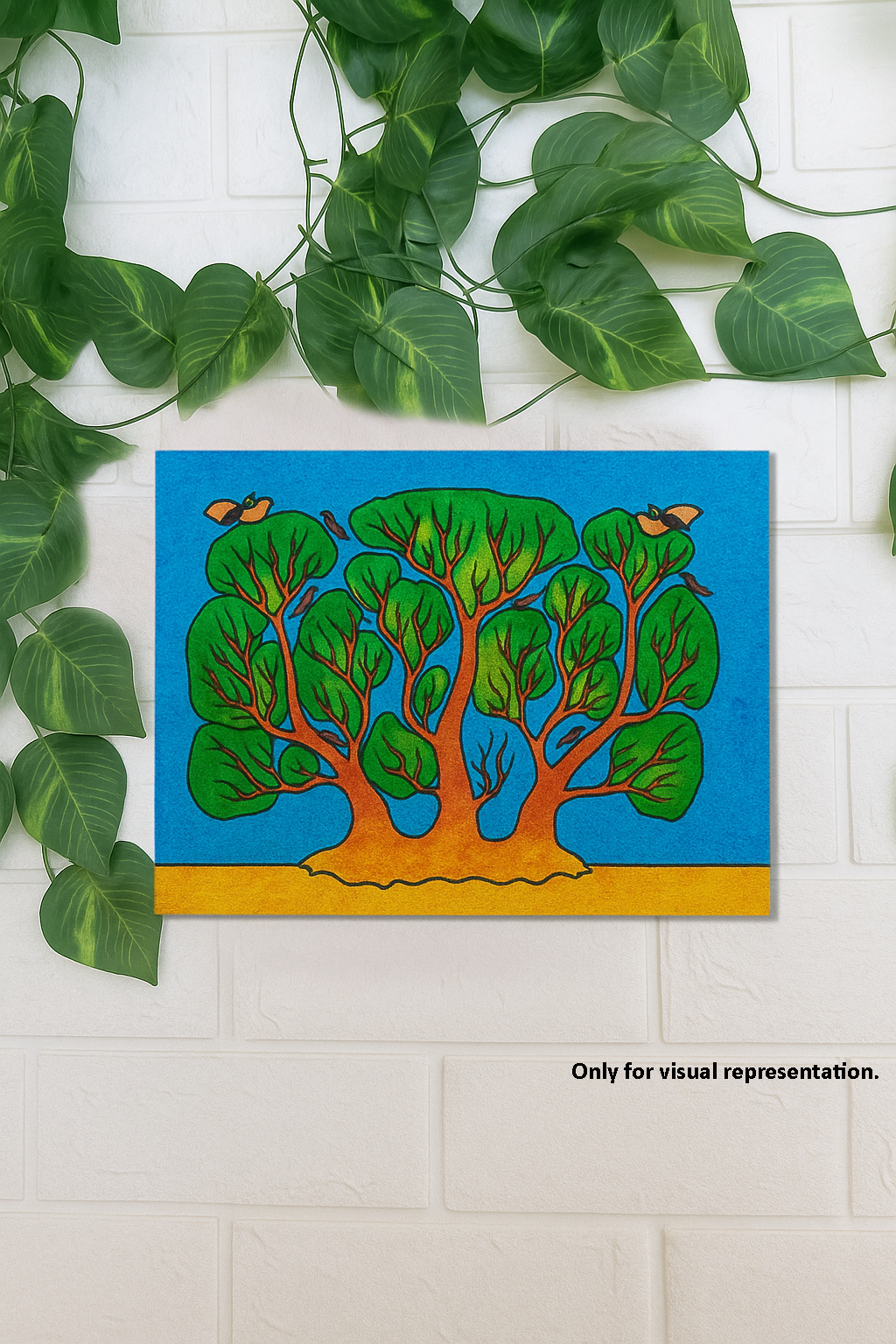 Traditional DIY MDF Painting Base with Artistic Tree Design coloured