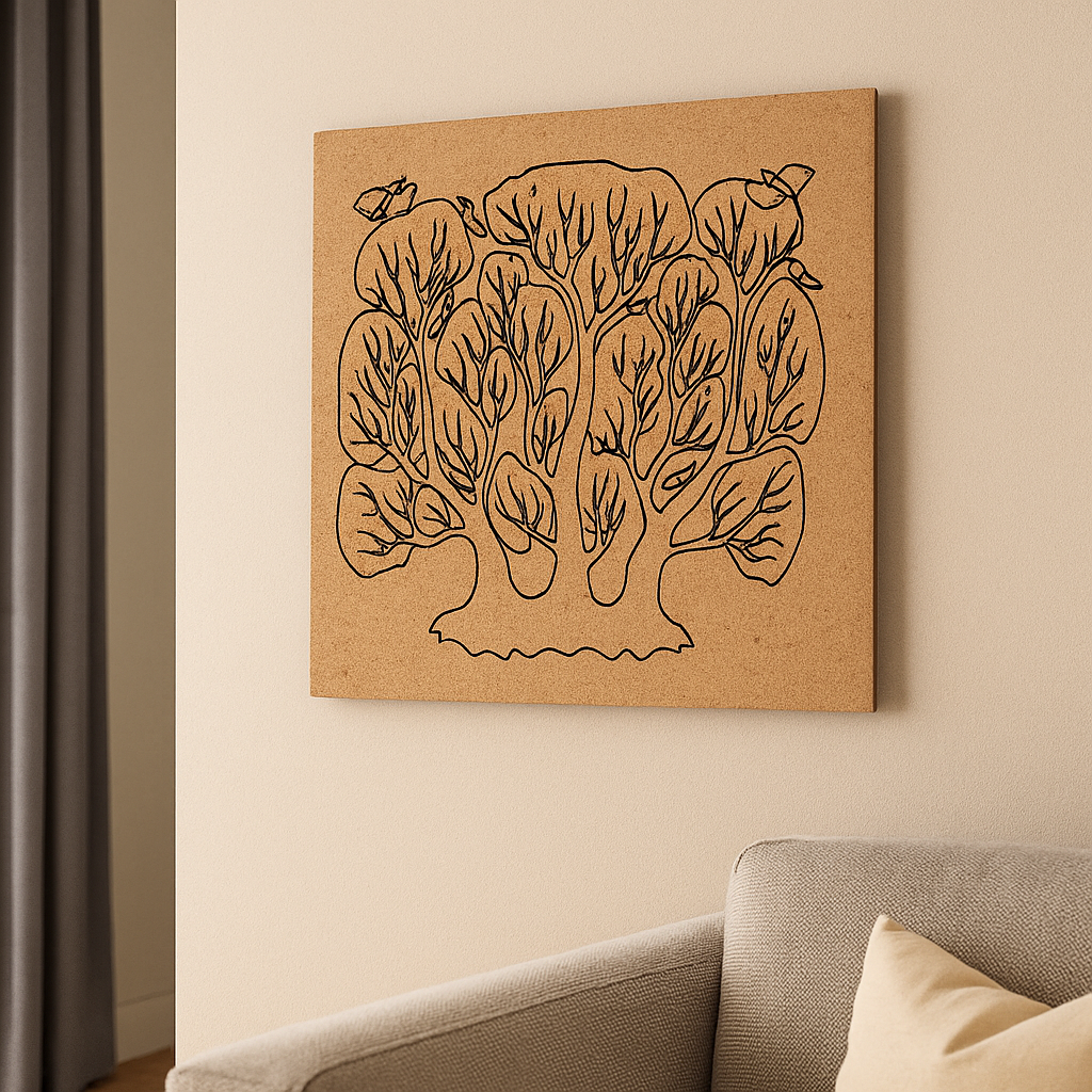 Traditional DIY MDF Painting Base with Artistic Tree Design