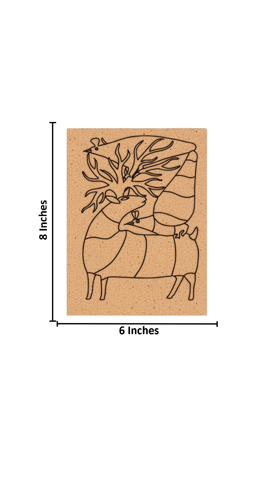 Traditional DIY MDF Painting Base with Abstract Deer Design with size