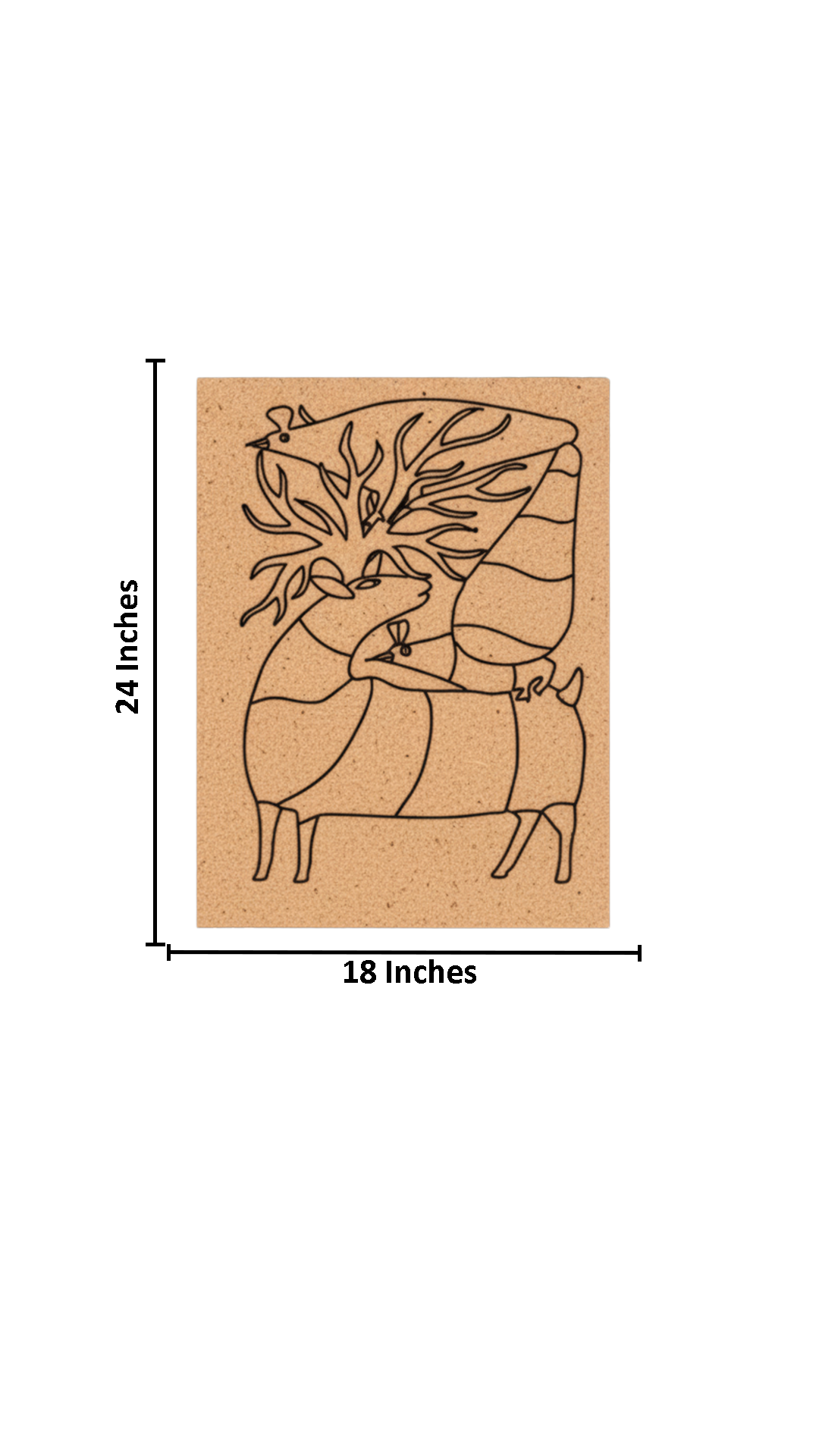 Traditional DIY MDF Painting Base with Abstract Deer Design with size