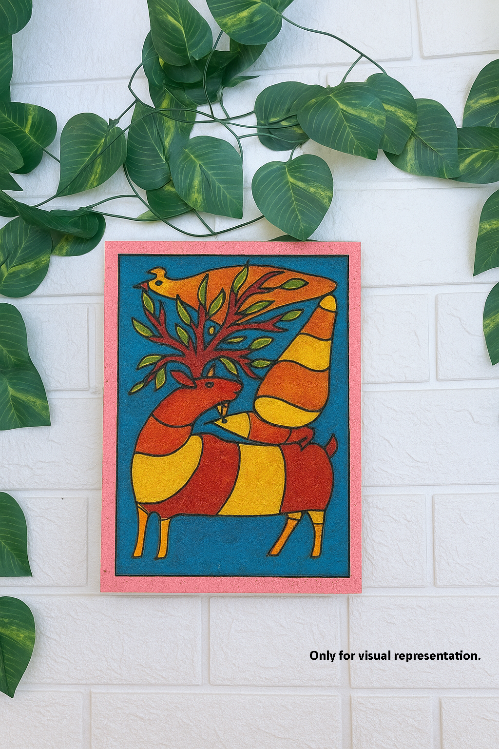 Traditional DIY MDF Painting Base with Abstract Deer Design coloured