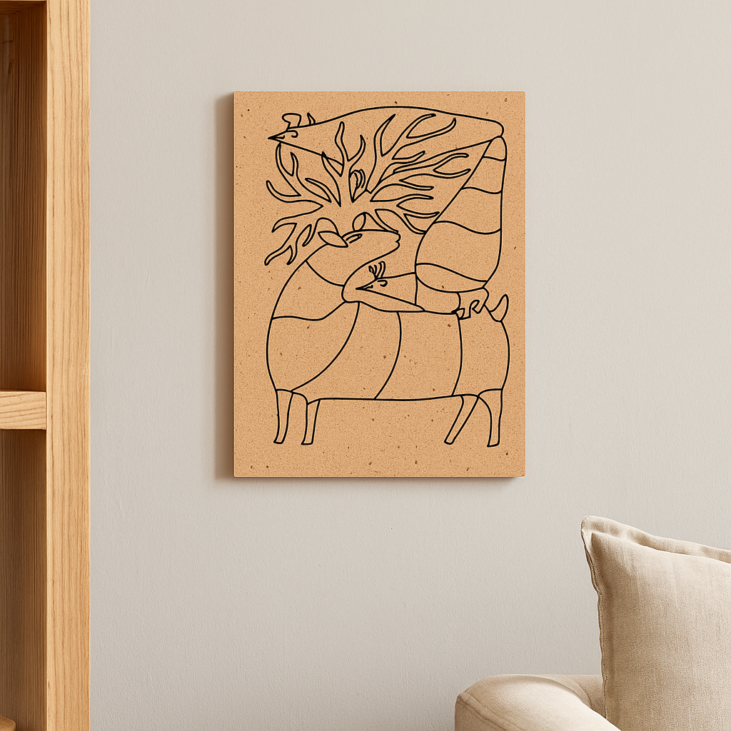 Traditional DIY MDF Painting Base with Abstract Deer Design