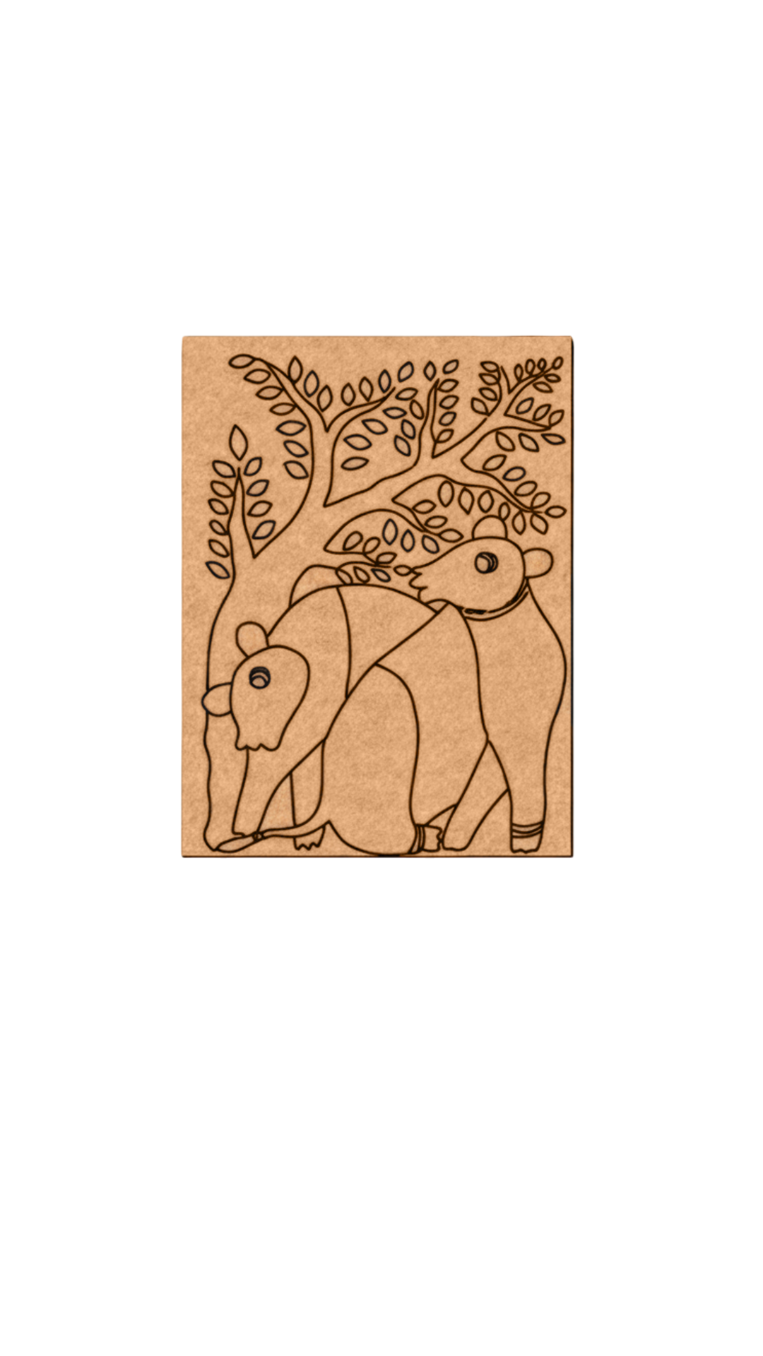 Traditional DIY MDF Painting Base with Animals Under Tree Design