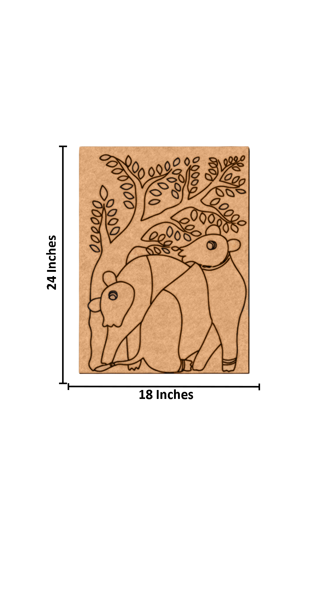 Traditional DIY MDF Painting Base with Animals Under Tree Design wih size 