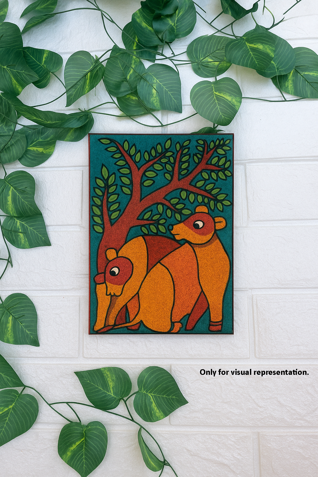 Traditional DIY MDF Painting Base with Animals Under Tree Design with size