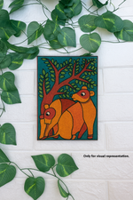 Traditional DIY MDF Painting Base with Animals Under Tree Design with size