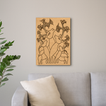 Traditional DIY MDF Painting Base with Deer Family Floral Design