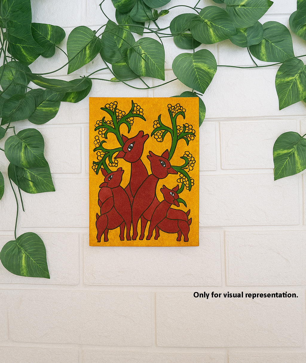Traditional DIY MDF Painting Base with Deer Family Floral Design coloured