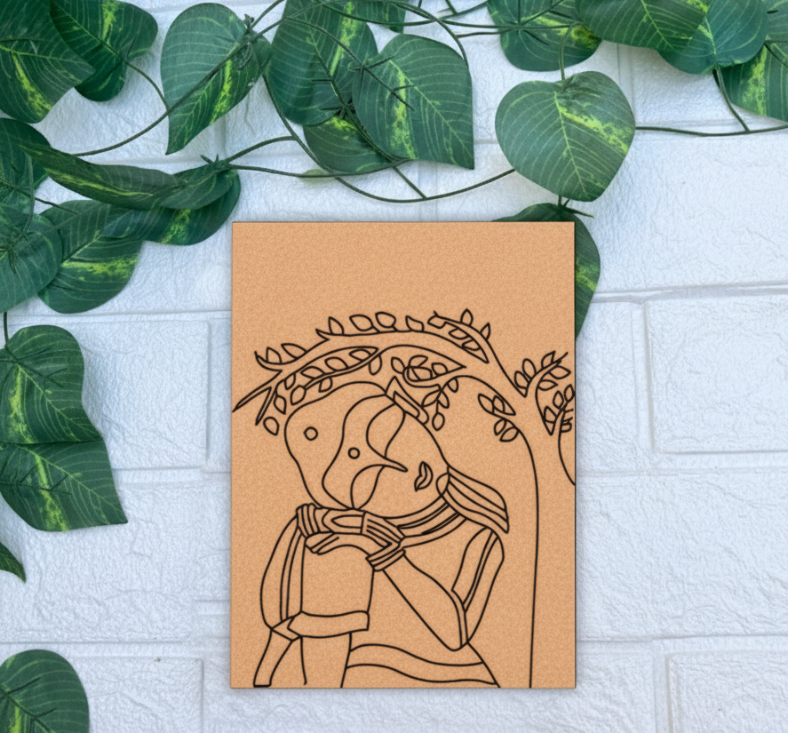 Traditional DIY MDF Painting Base with Woman Playing Flute Design