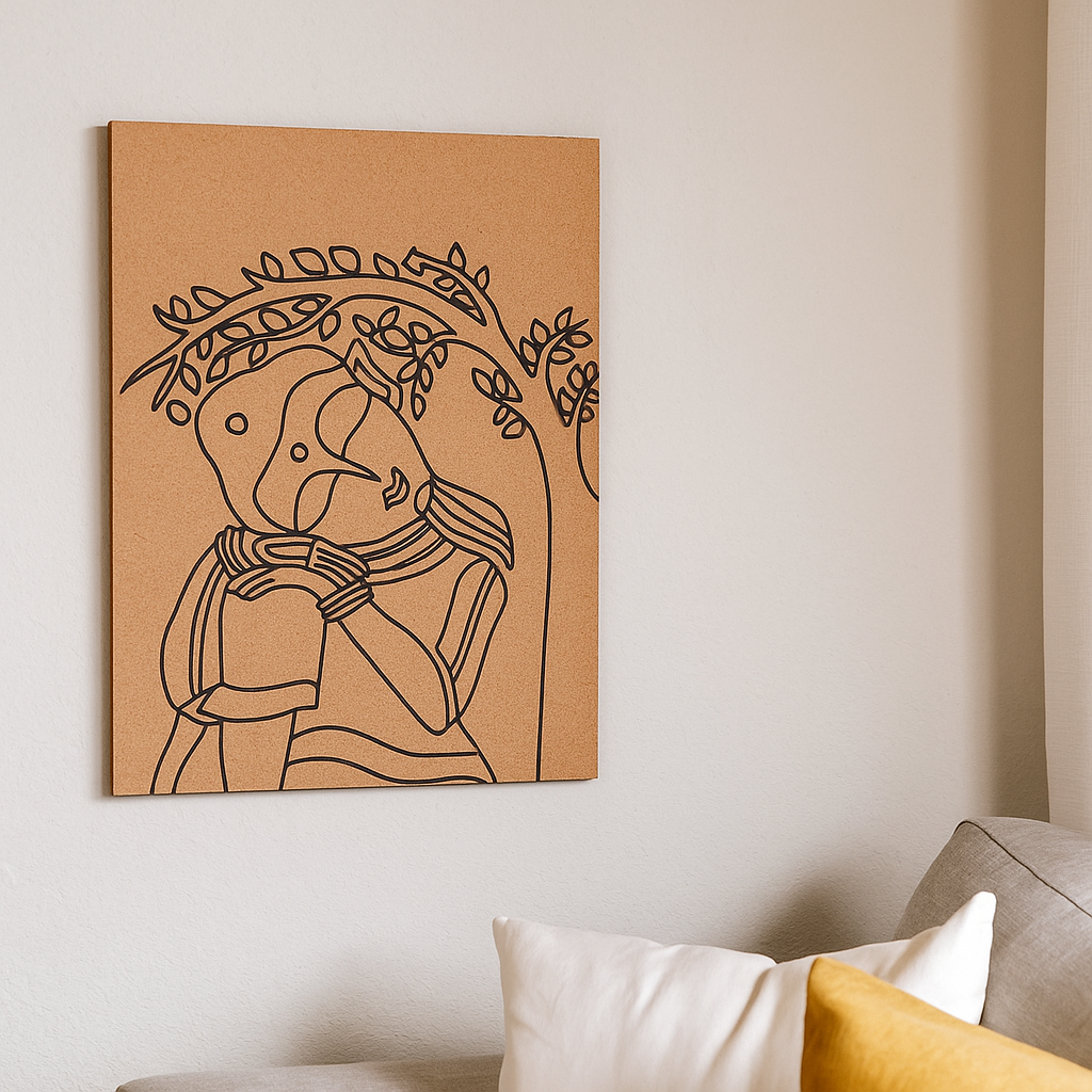 Traditional DIY MDF Painting Base with Woman Playing Flute Design