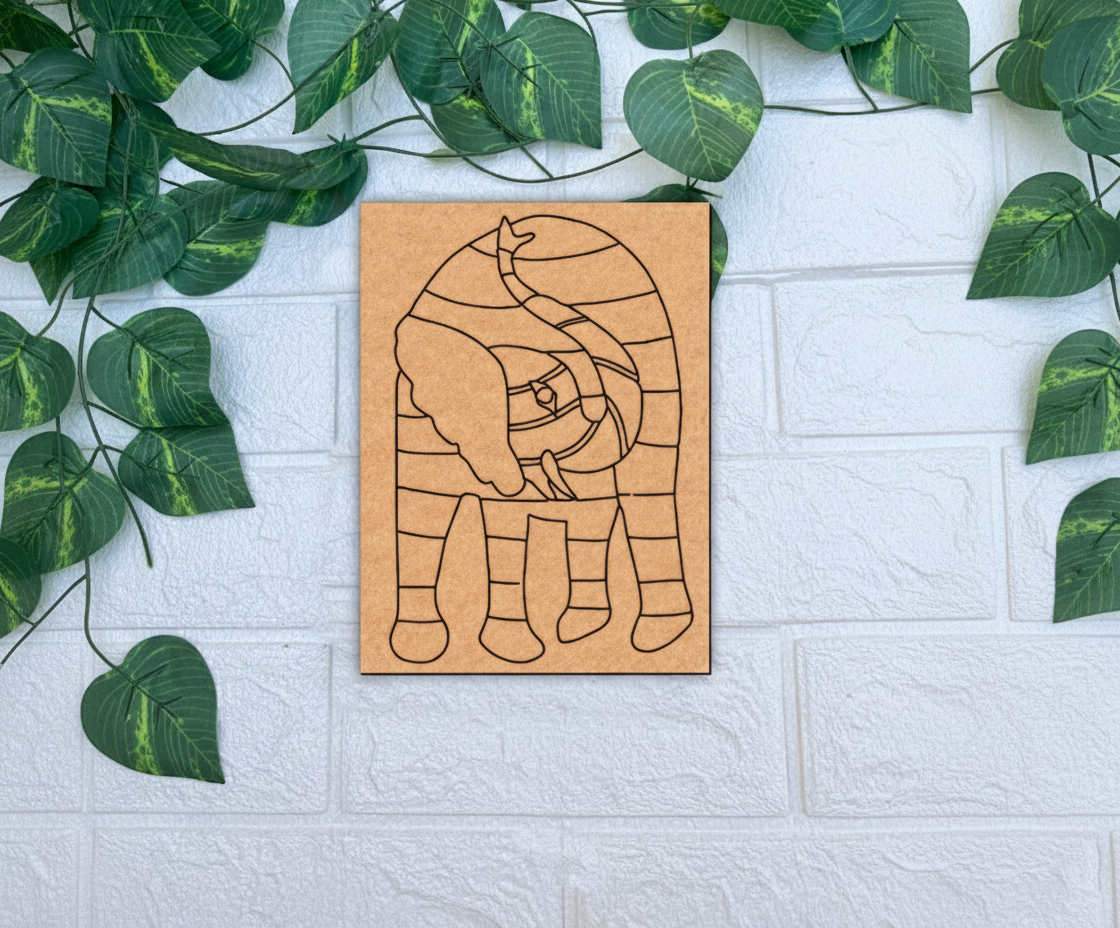 Traditional DIY MDF Painting Base with Artistic Elephant Design