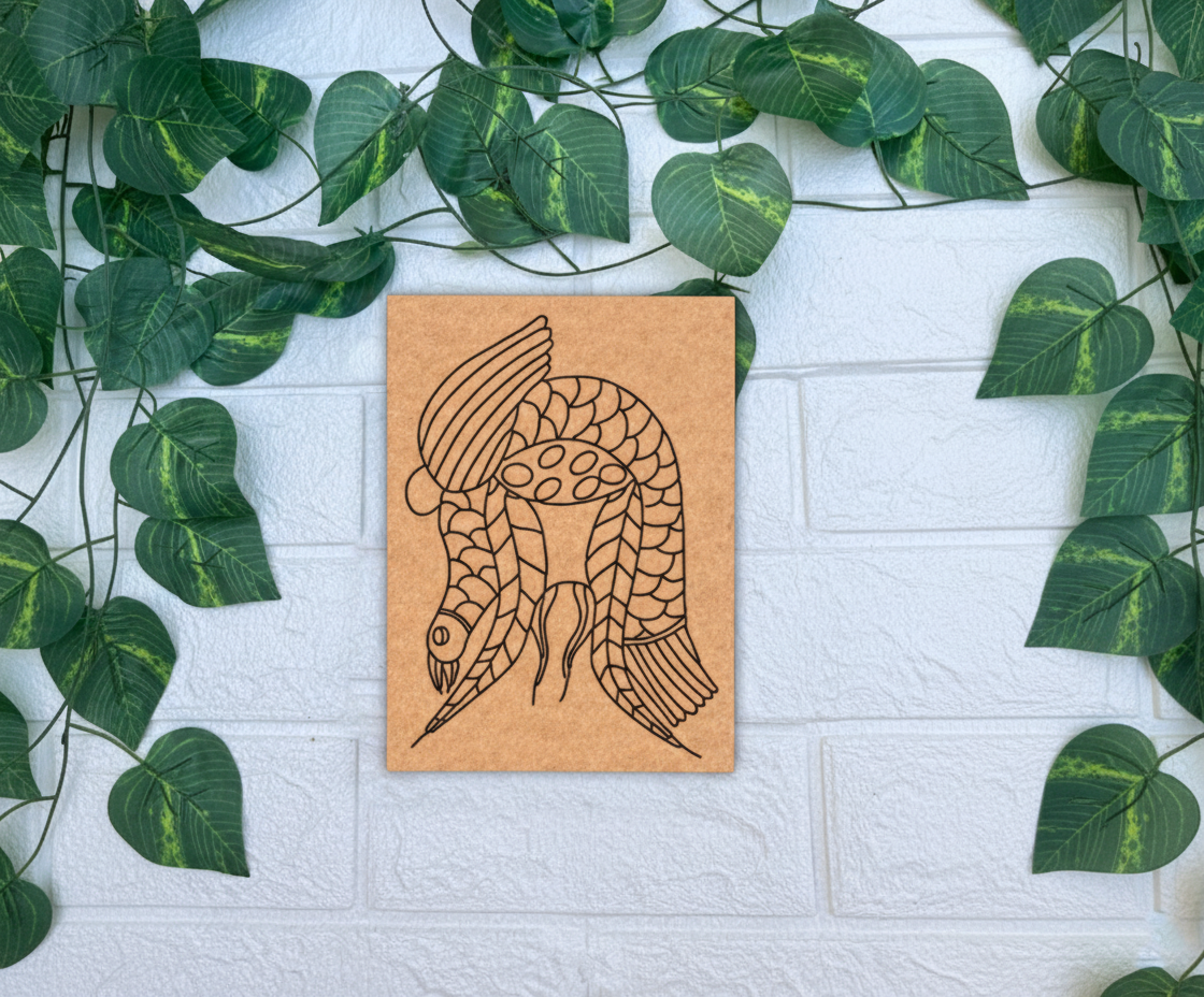 Traditional MDF DIY Painting Base | Artistic Fish Pattern Art