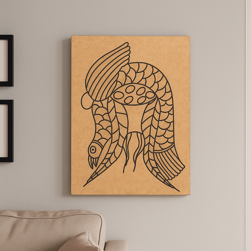 Traditional MDF DIY Painting Base | Artistic Fish Pattern Art