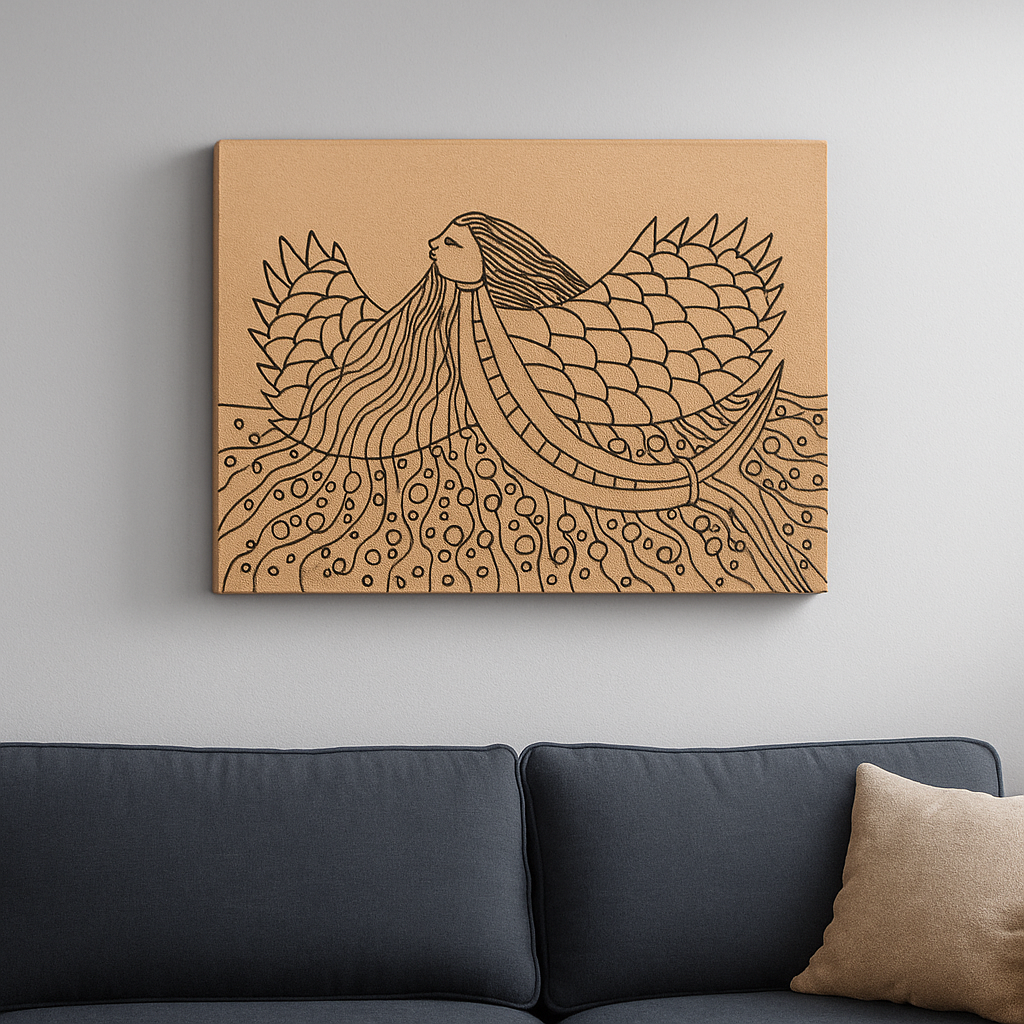 Traditional DIY MDF Painting Base with Mermaid Sea Art Design

