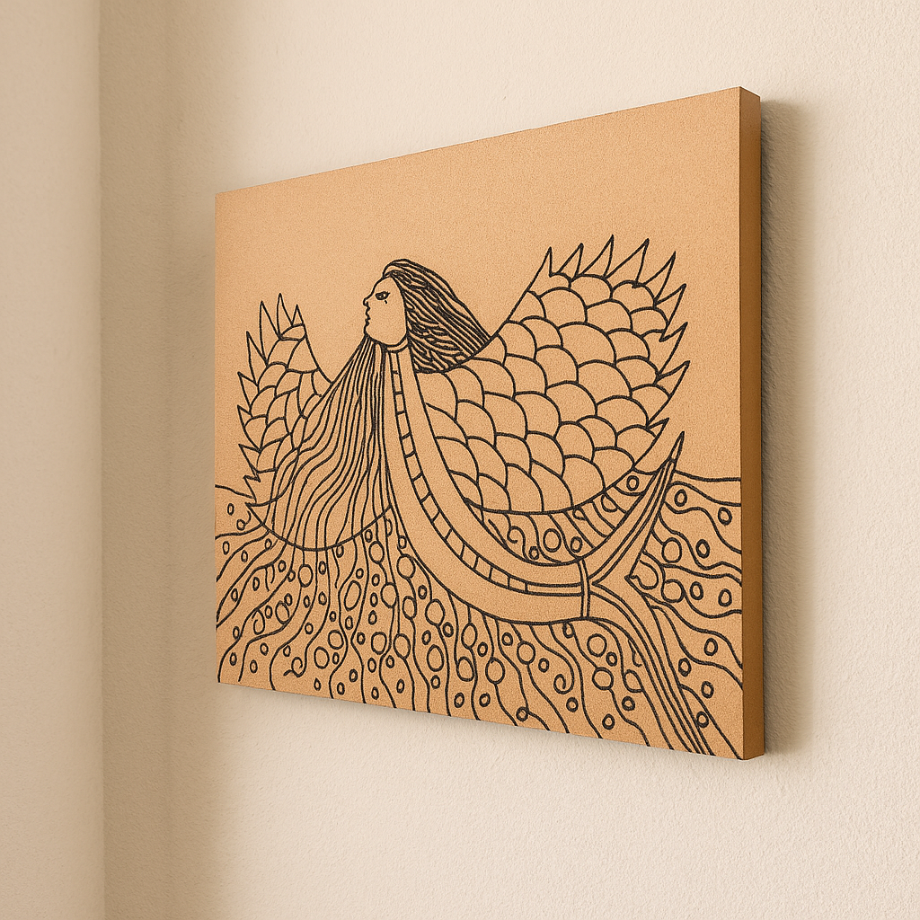 Traditional DIY MDF Painting Base with Mermaid Sea Art Design side angle