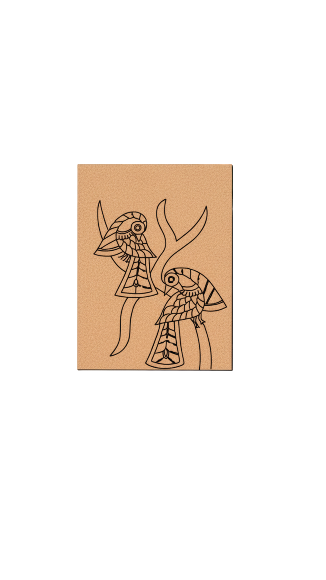 Traditional DIY MDF Painting Base with Two Artistic Birds Design