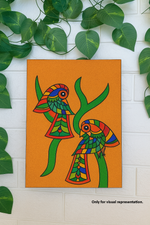 Traditional DIY MDF Painting Base with Two Artistic Birds Design coloured