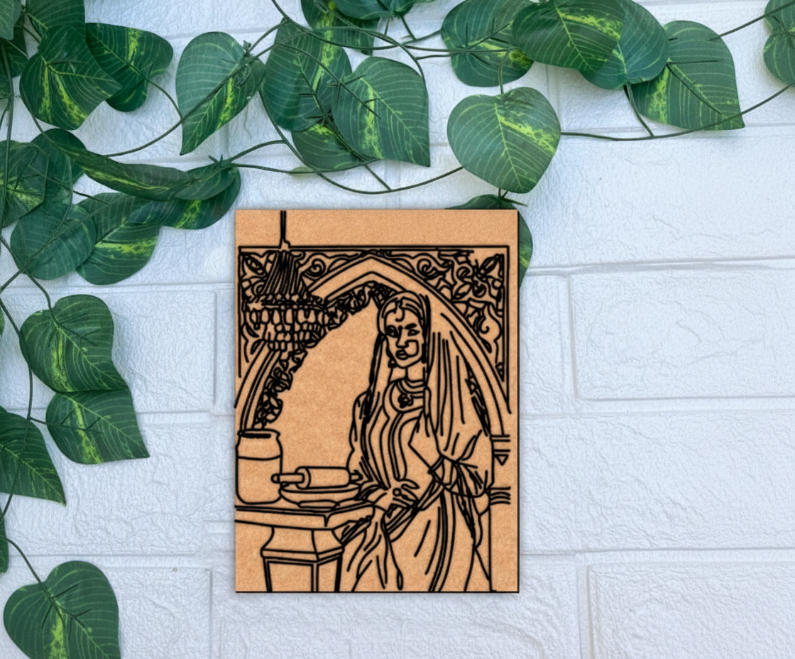 Traditional DIY MDF Painting Base with Village Woman Kitchen Design