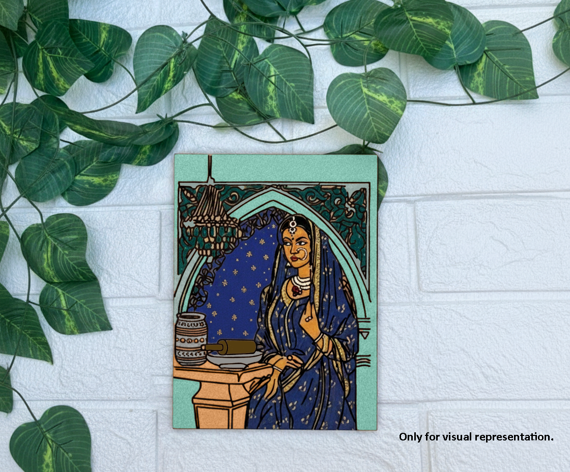 Traditional DIY MDF Painting Base with Village Woman Kitchen Design coloured