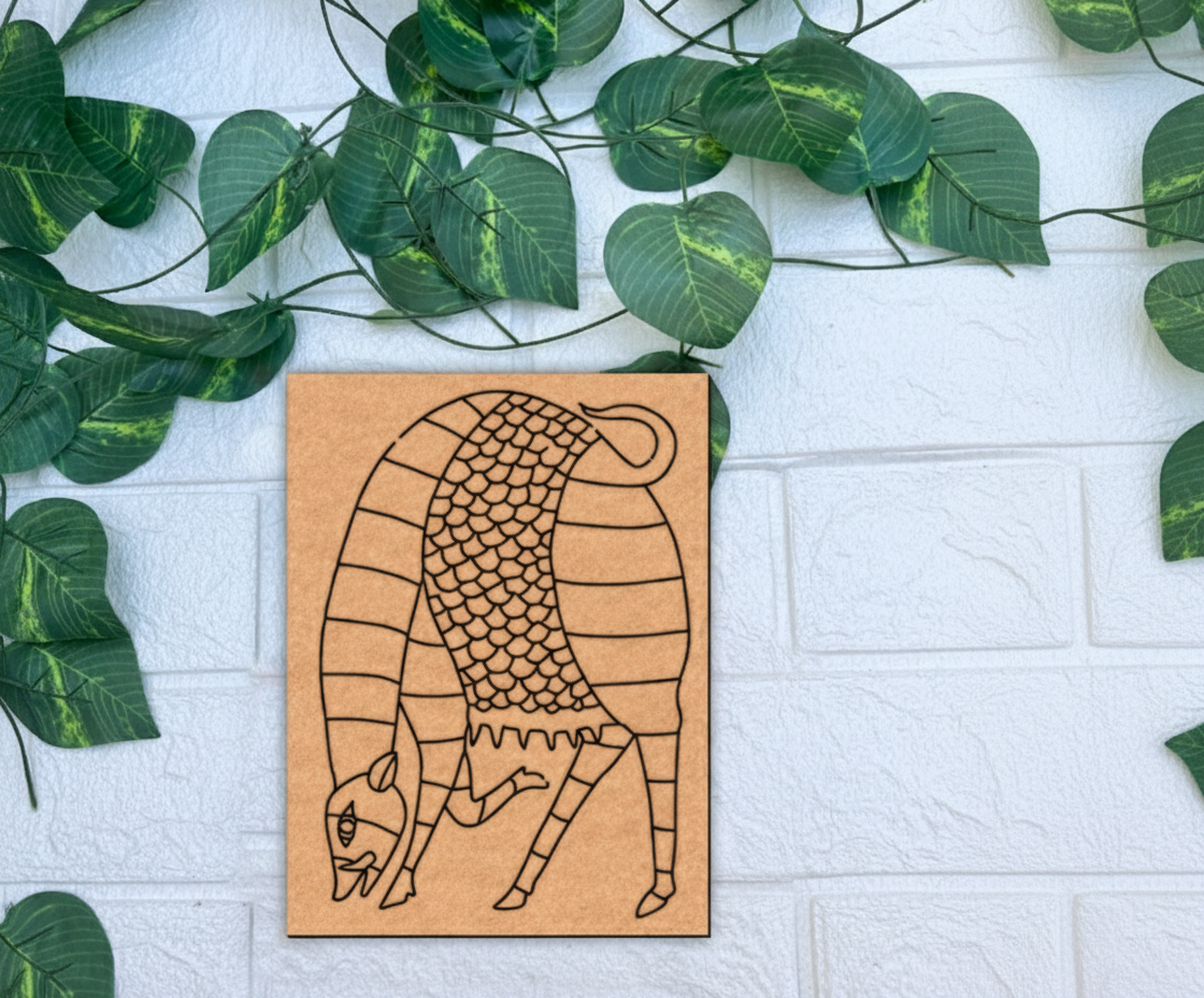 Traditional DIY MDF Painting Base with Striped Animal Design