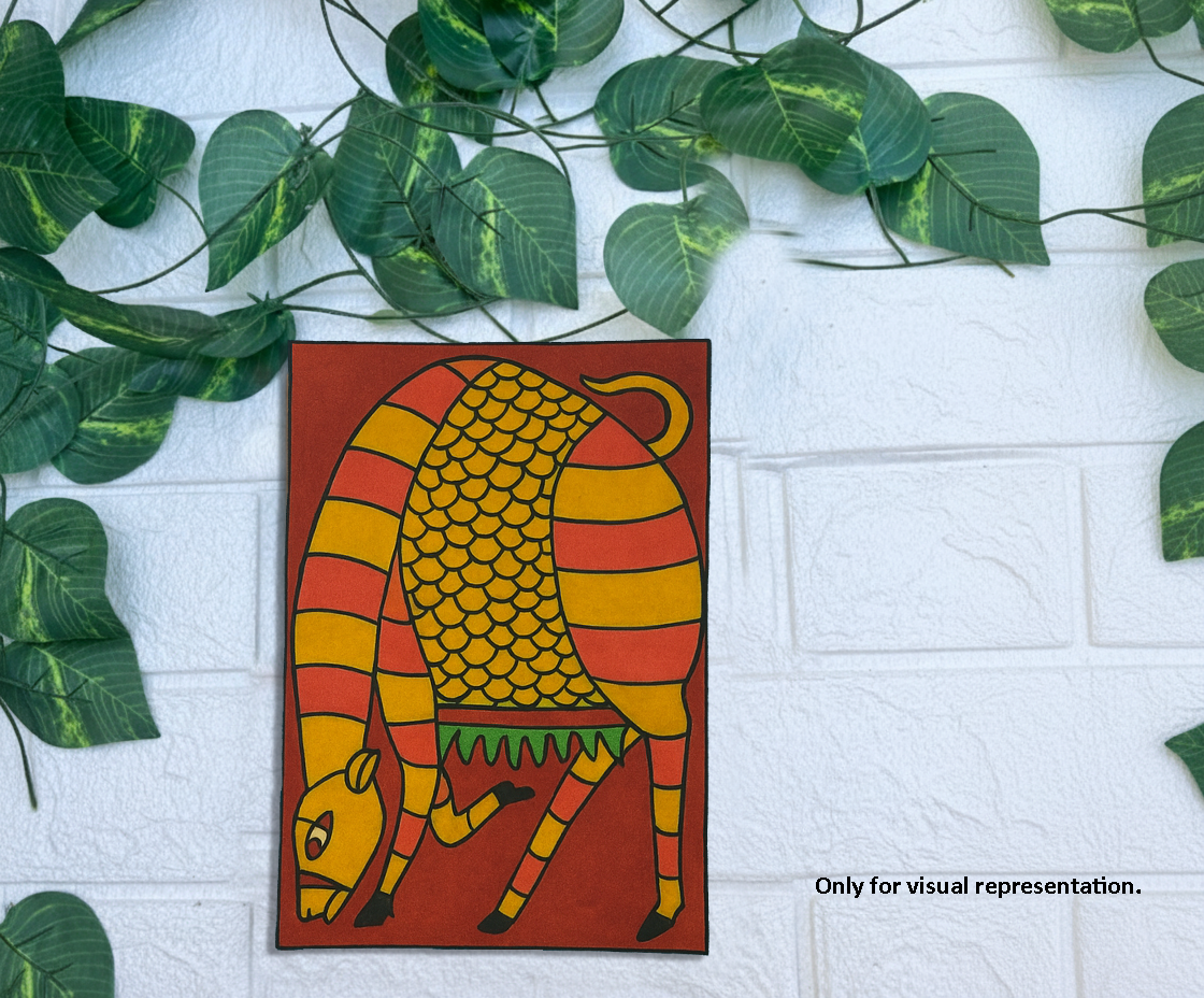 Traditional DIY MDF Painting Base with Striped Animal Design coloured