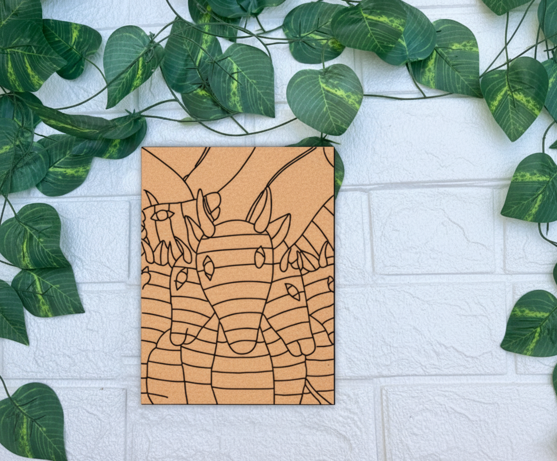 Traditional DIY MDF Painting Base with Striped Animals Group Design