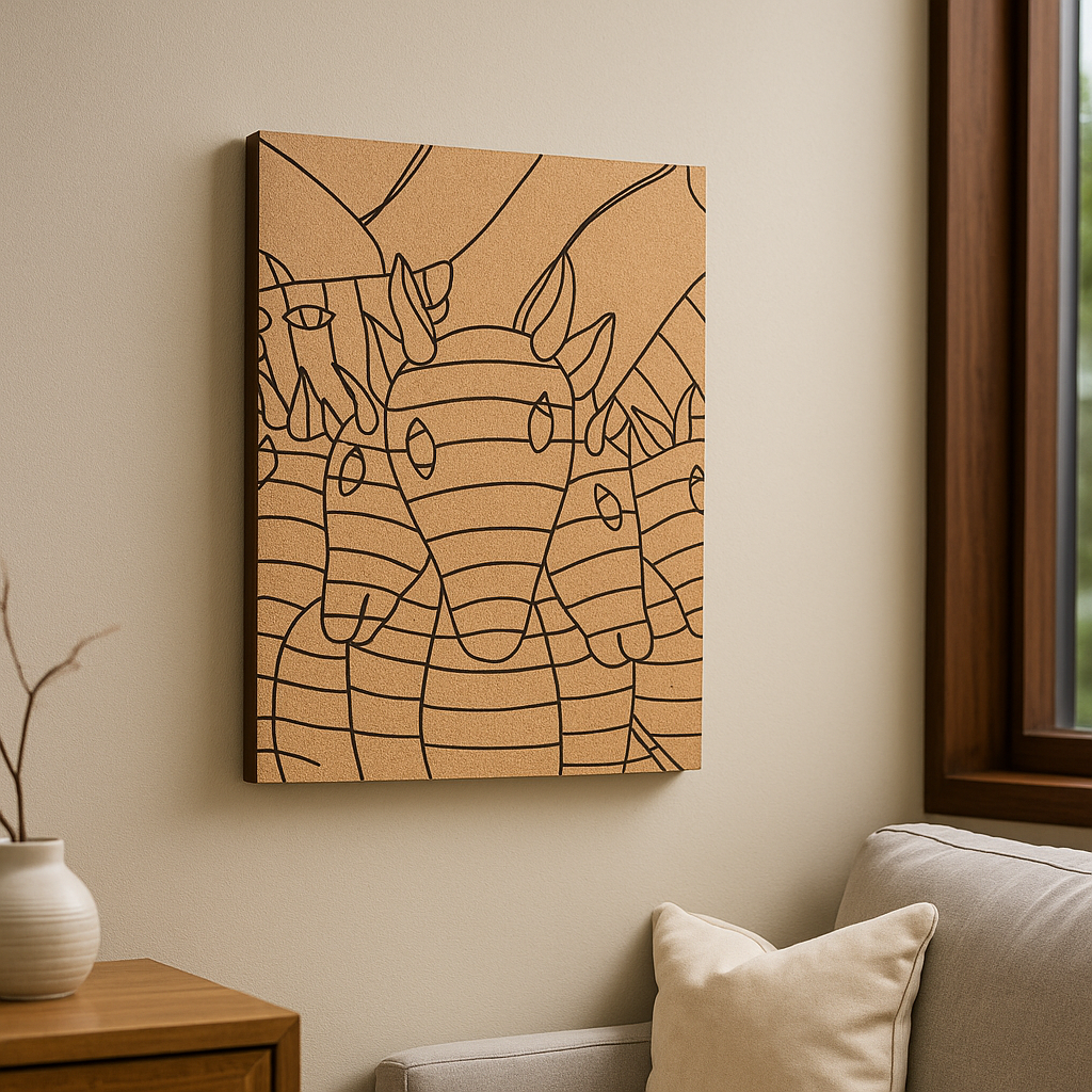 Traditional DIY MDF Painting Base with Striped Animals Group Design side angle 