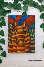 Traditional DIY MDF Painting Base with Striped Animals Group Design coloured