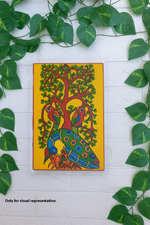 Traditional DIY MDF Painting Base with Birds Under Flowering Tree coloured