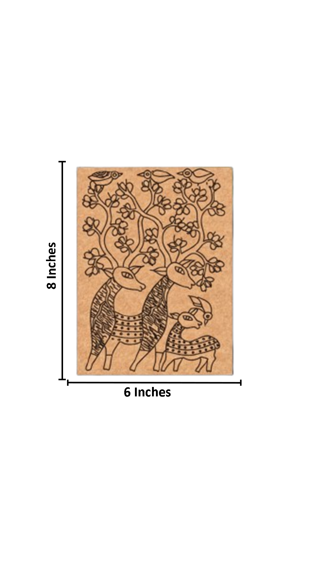 Traditional DIY MDF Painting Base with Deer and Bird Floral Design with size
