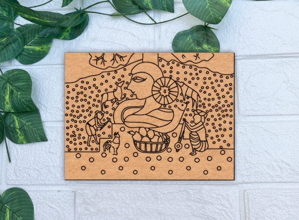 Traditional DIY MDF Painting Base with Village Mother Scene Design