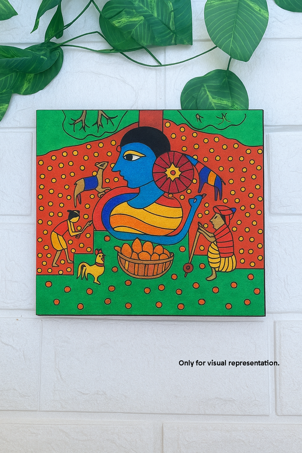 Traditional DIY MDF Painting Base with Village Mother Scene Design coloured