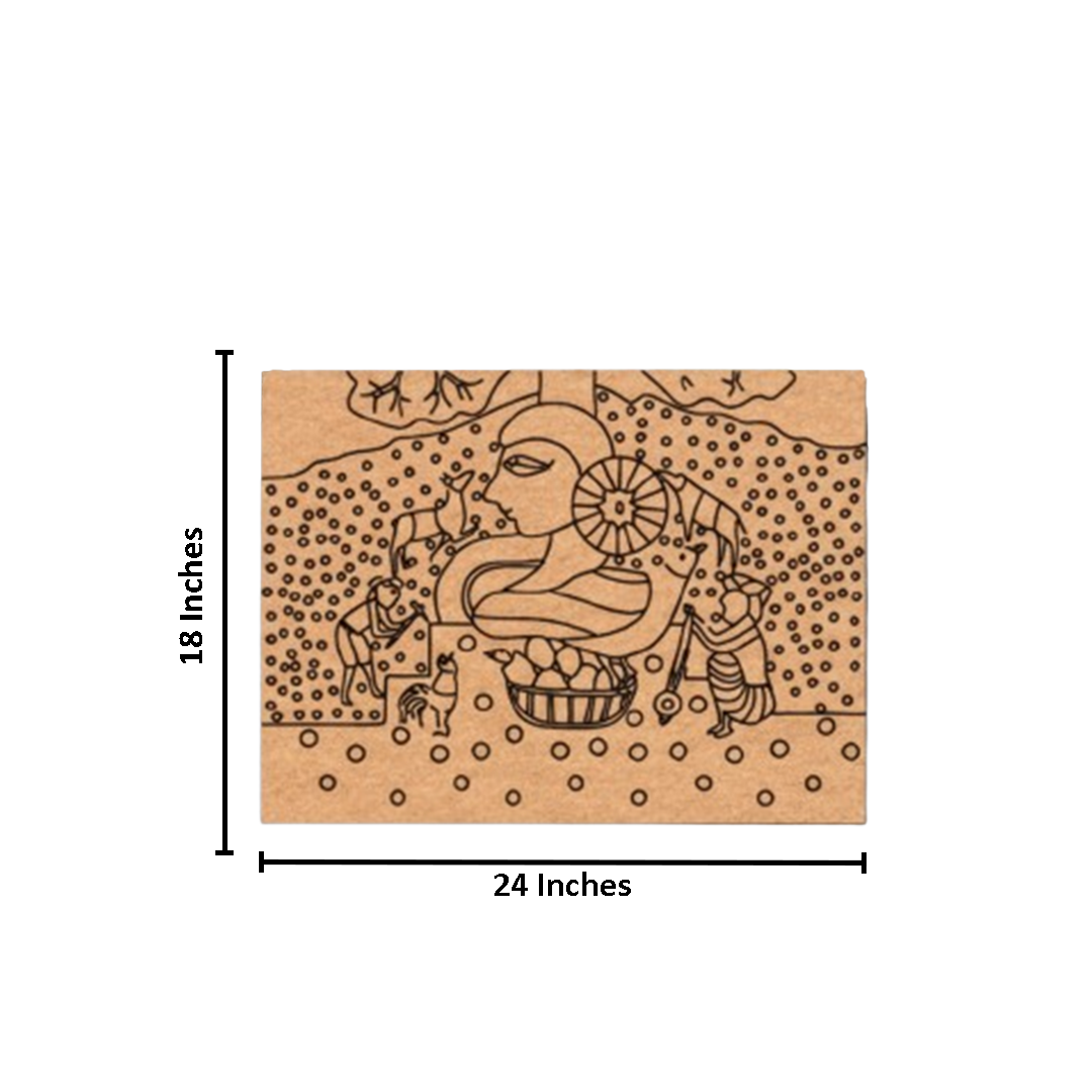 Traditional DIY MDF Painting Base with Village Mother Scene Design with size