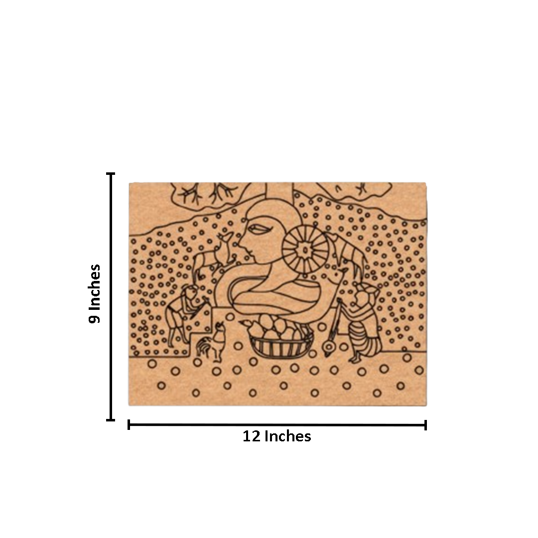 Traditional DIY MDF Painting Base with Village Mother Scene Design with size