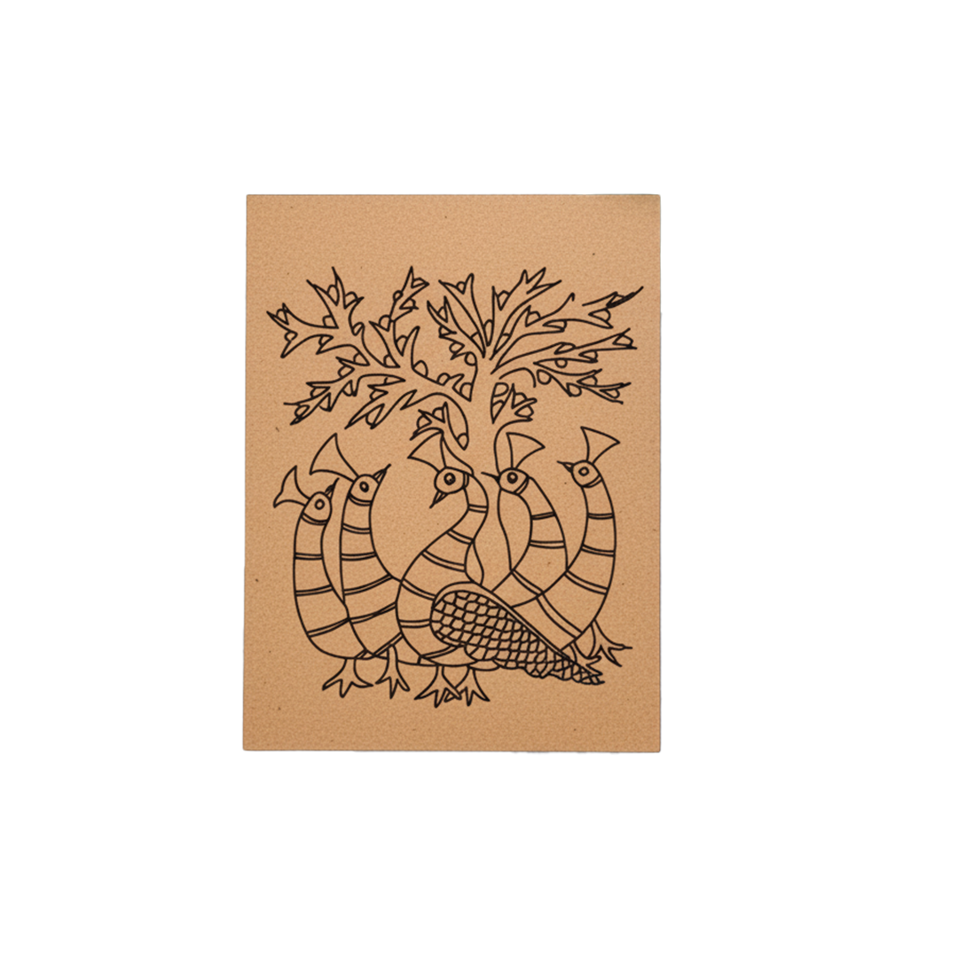 Traditional DIY MDF Painting Base with Peacock Group Under Tree Design