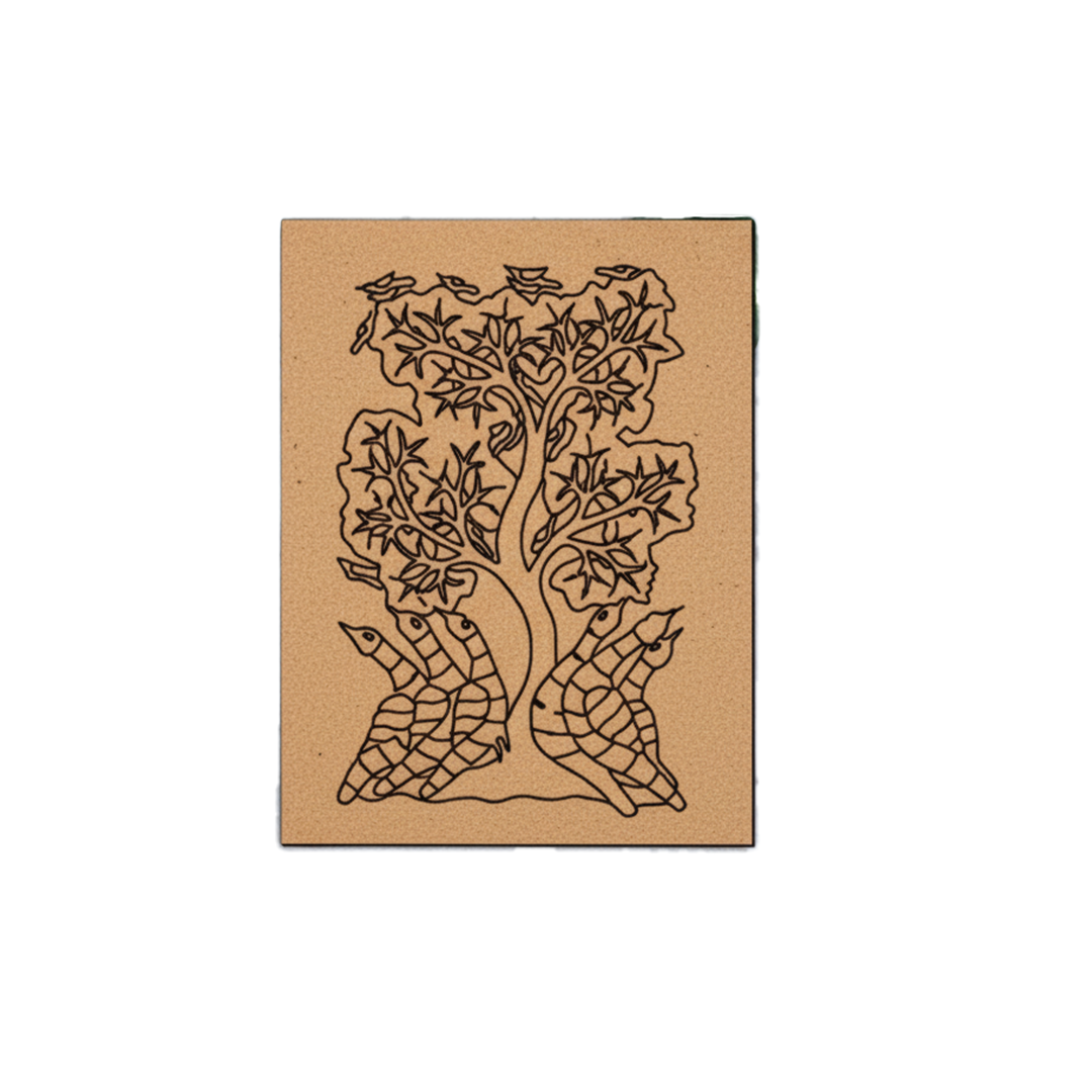 Traditional MDF DIY Painting Base with Two Birds Under Tree Design