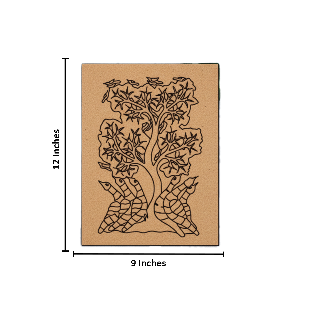 Traditional MDF DIY Painting Base with Two Birds Under Tree Design with size