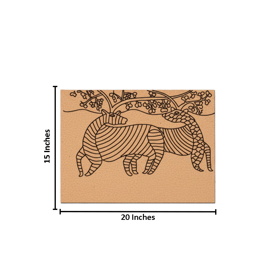 Traditional MDF DIY Painting Base with Two Deer Under Tree Design with size