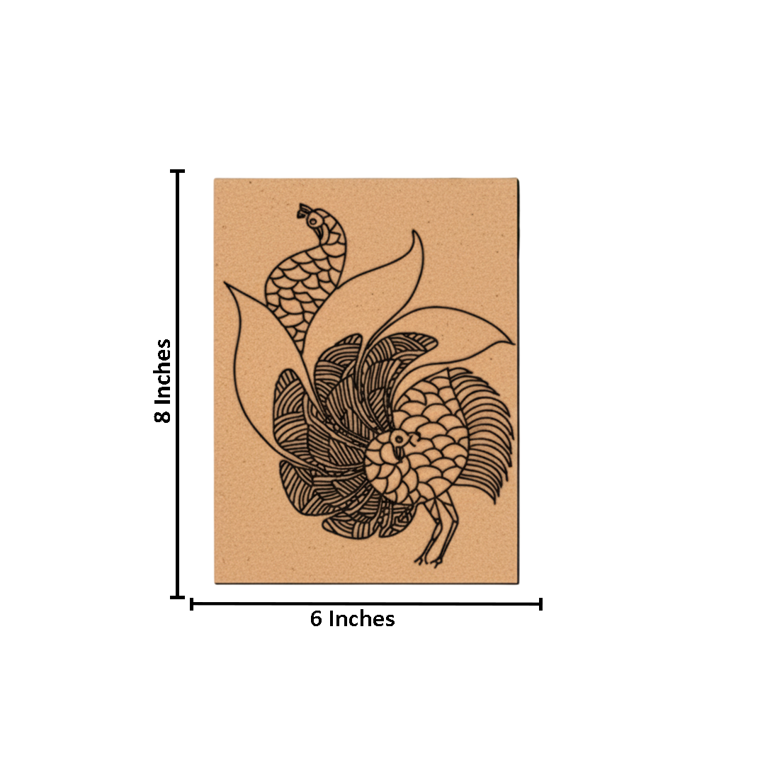 Traditional Painting MDF DIY Art Base with Decorative Peacock Artwork with size 