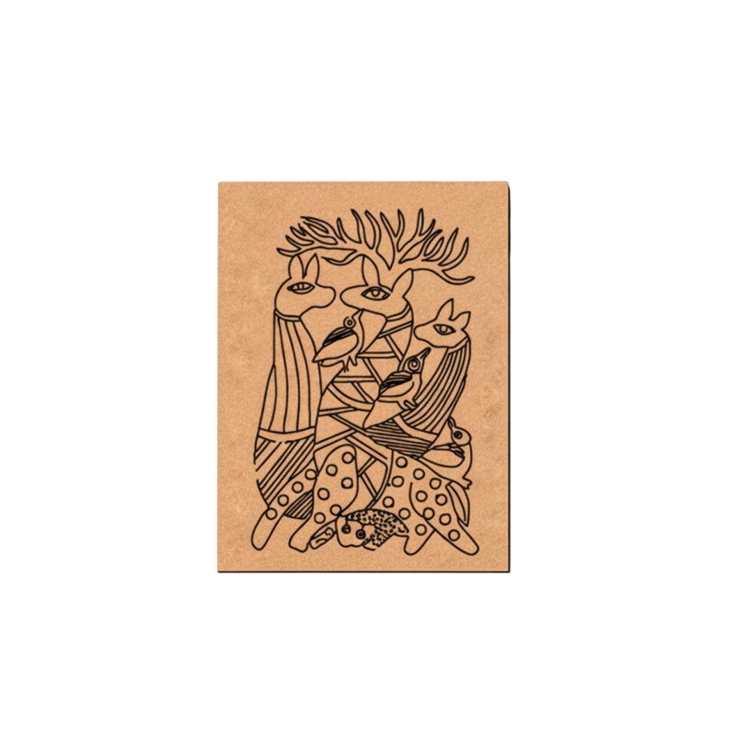 Traditional Painting MDF DIY Art Base with Tribal Animal Artwork