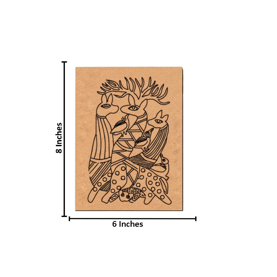 Traditional Painting MDF DIY Art Base with Tribal Animal Artwork with size 