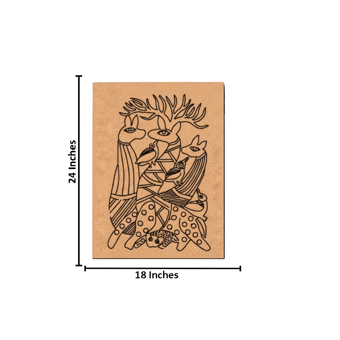 Traditional Painting MDF DIY Art Base with Tribal Animal Artwork with size 