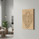 MDF painting base – finished DIY art project with bright acrylic paints for wall décor side angle 