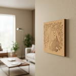 Traditional Painting MDF DIY Art Base with Tribal Animal Under Tree Artwork side angle 