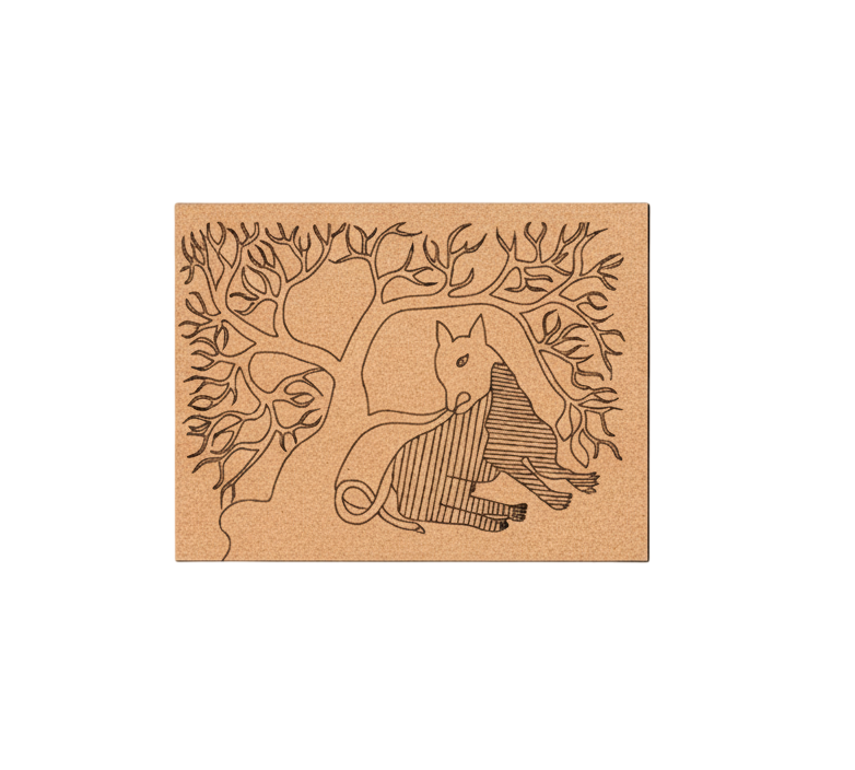 Traditional Painting MDF DIY Art Base with Tribal Animal Under Tree Artwork 