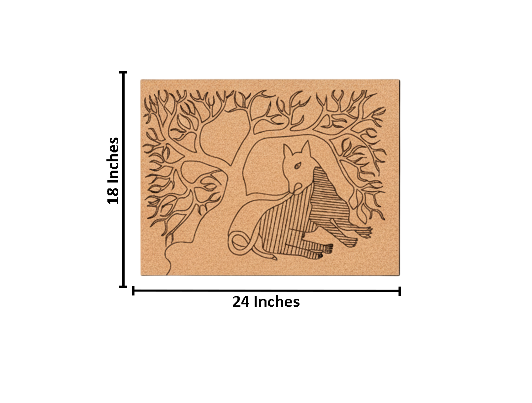 Traditional Painting MDF DIY Art Base with Tribal Animal Under Tree Artwork with size 