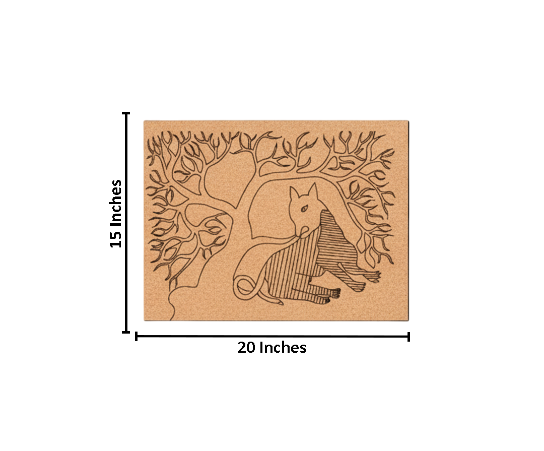 Traditional Painting MDF DIY Art Base with Tribal Animal Under Tree Artwork with size 