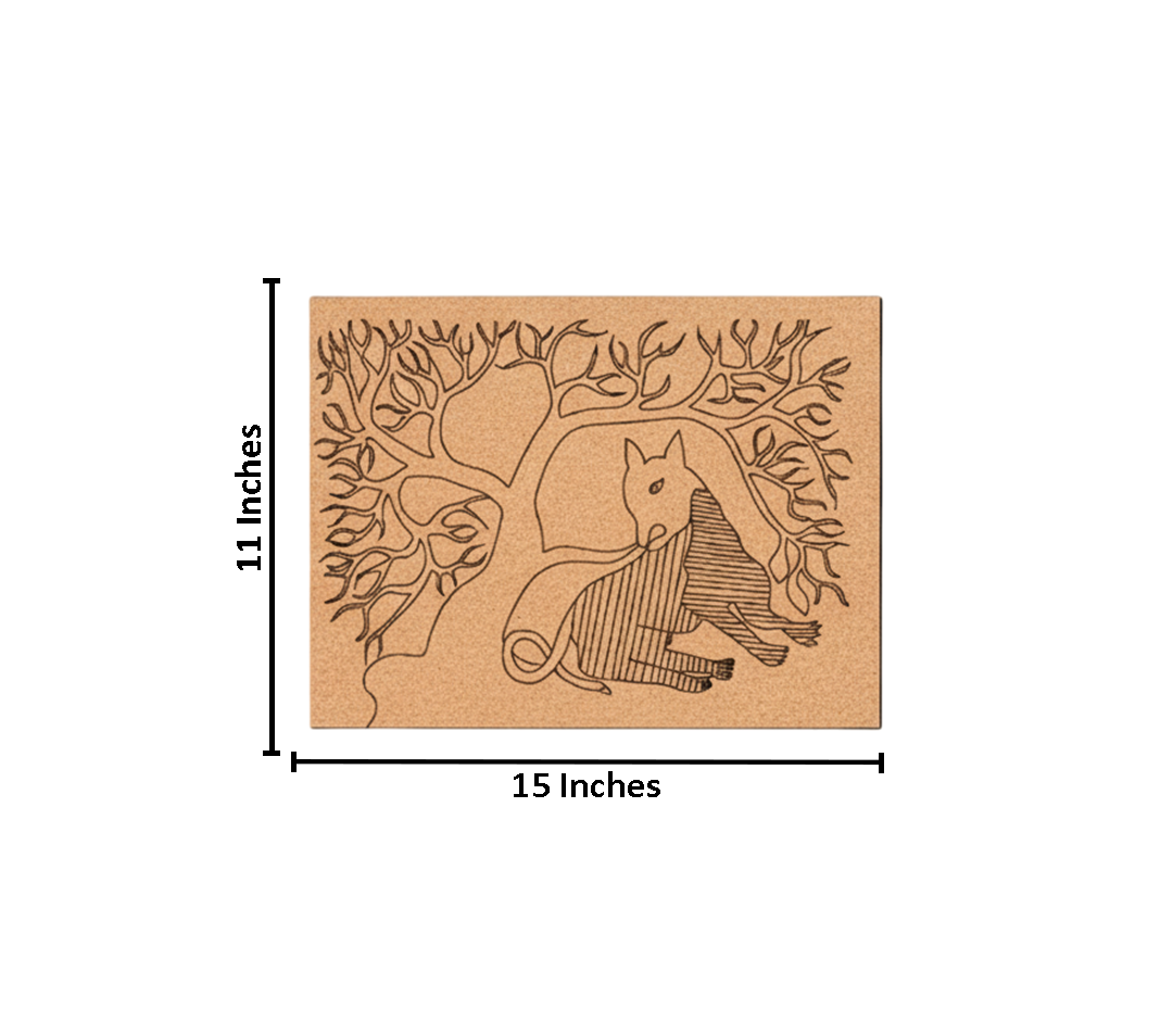 Traditional Painting MDF DIY Art Base with Tribal Animal Under Tree Artwork with size 