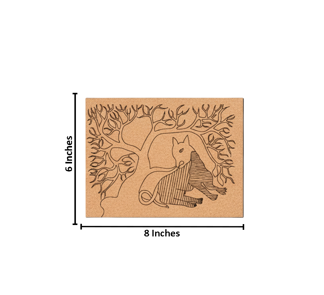 Traditional Painting MDF DIY Art Base with Tribal Animal Under Tree Artwork with size 